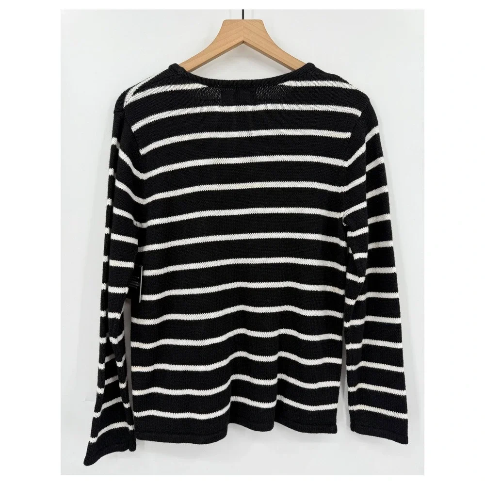 Vintage Sag Harbor Sweater Medium Petite Striped Boat‎ Nautical Embroidered NEW - Picture 4 of 8